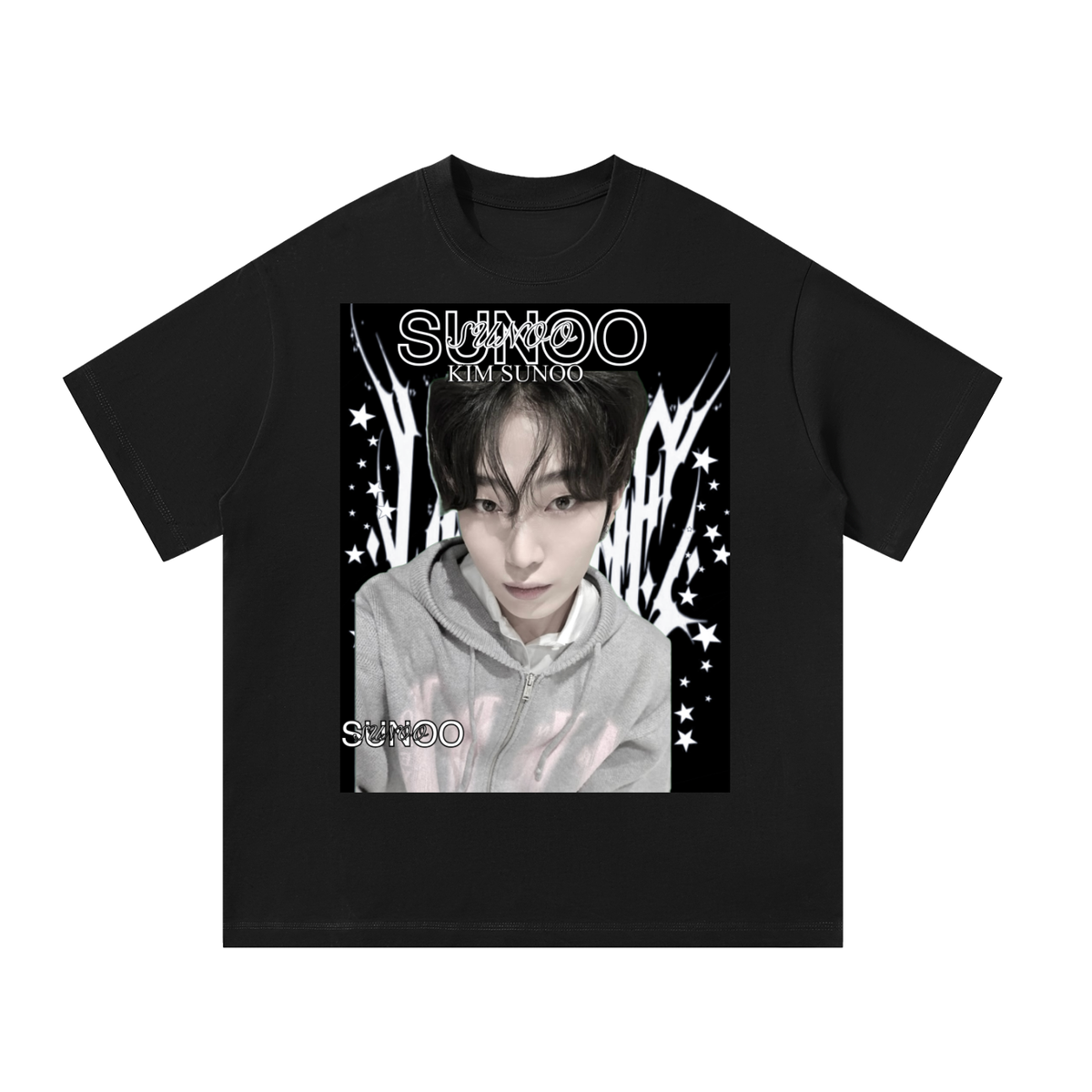 Sunoo Enhypen Black Graphic T-Shirt