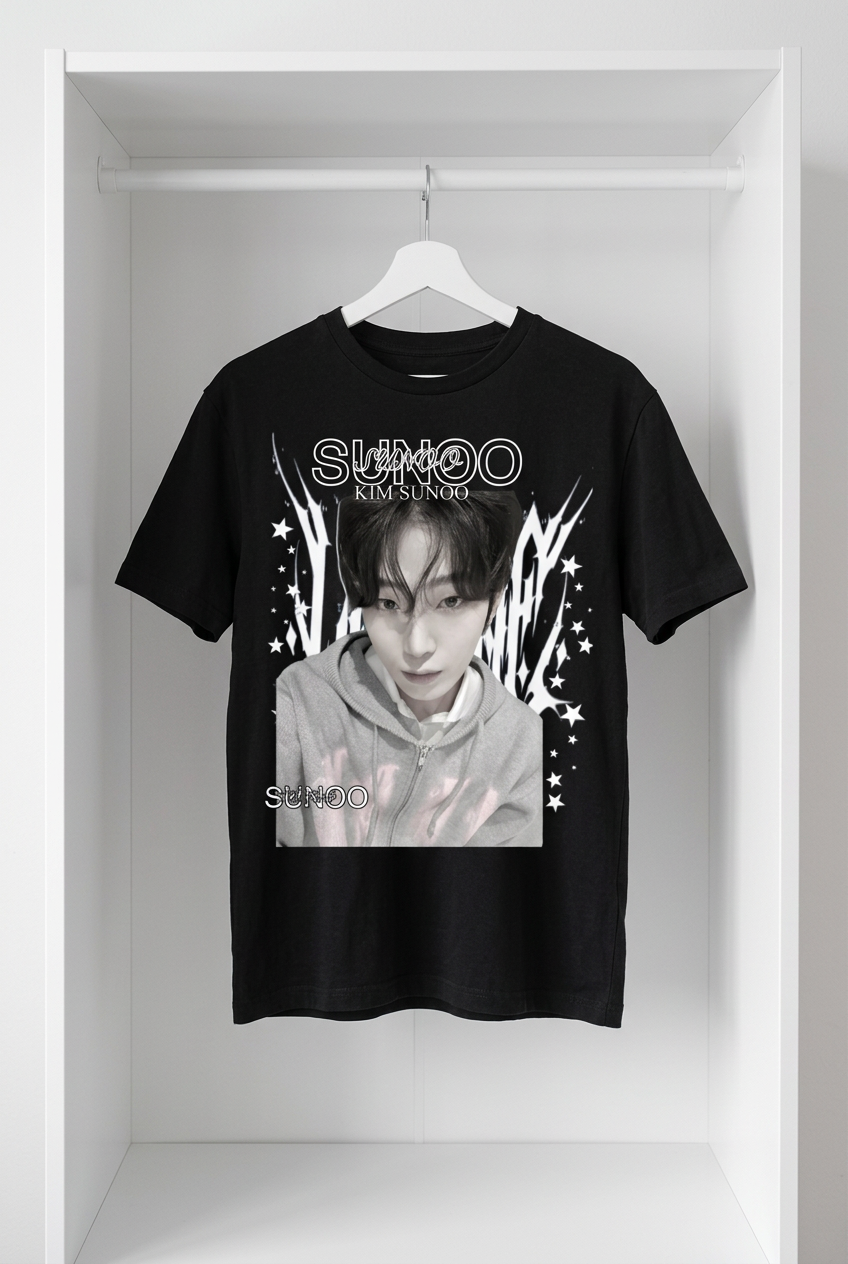 Sunoo Enhypen Black Graphic T-Shirt
