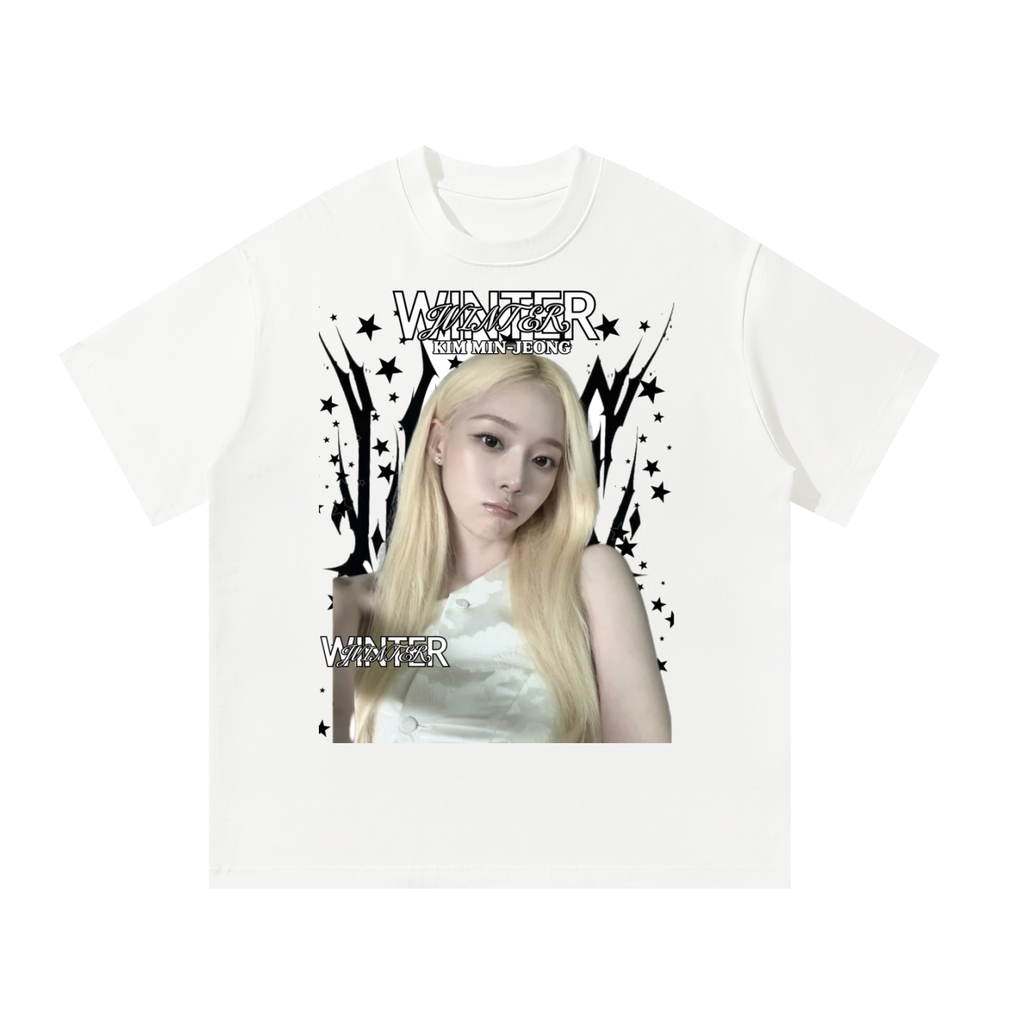 Winter Aespa White Graphic T-Shirt