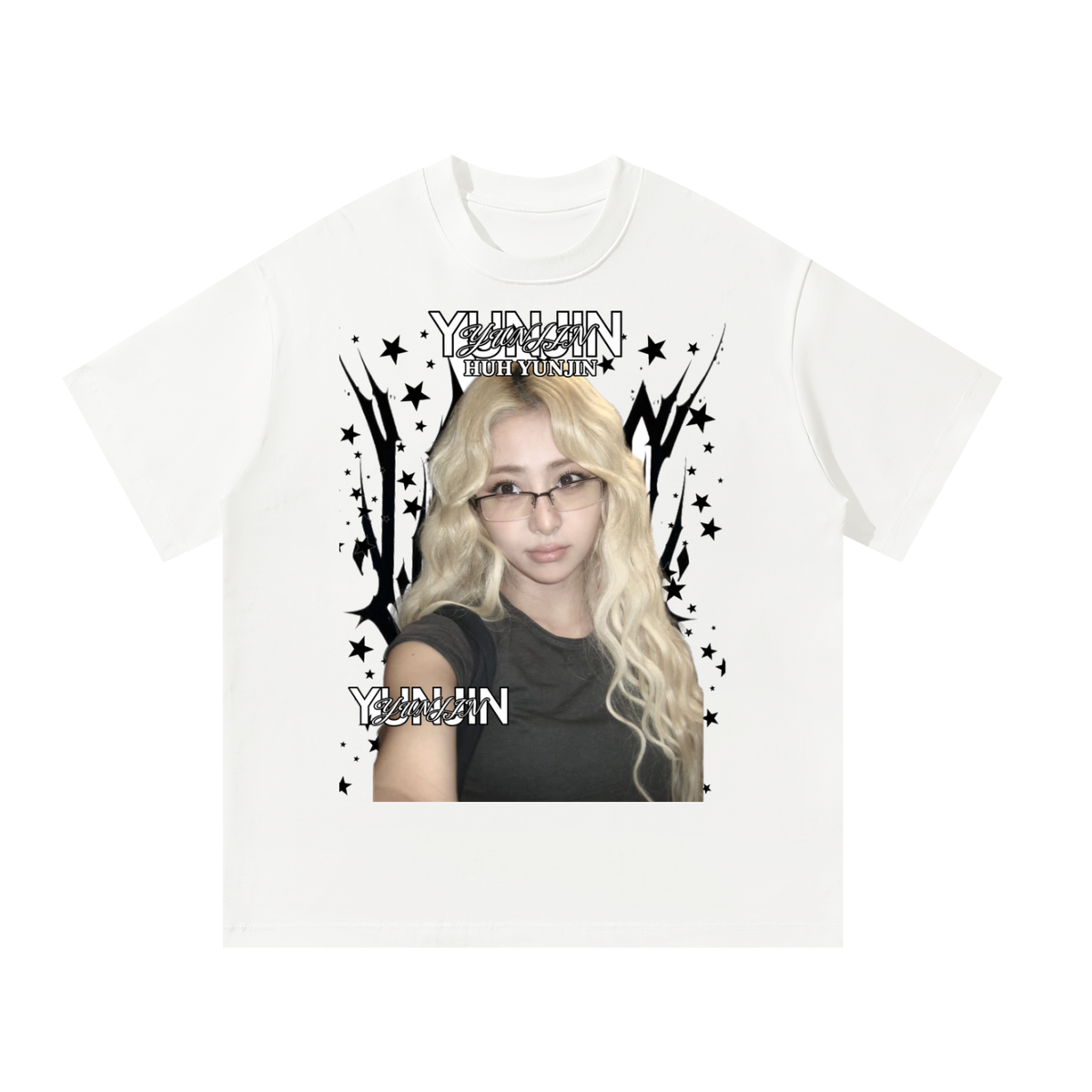 Yunjin Lesserafim White Graphic T-Shirt