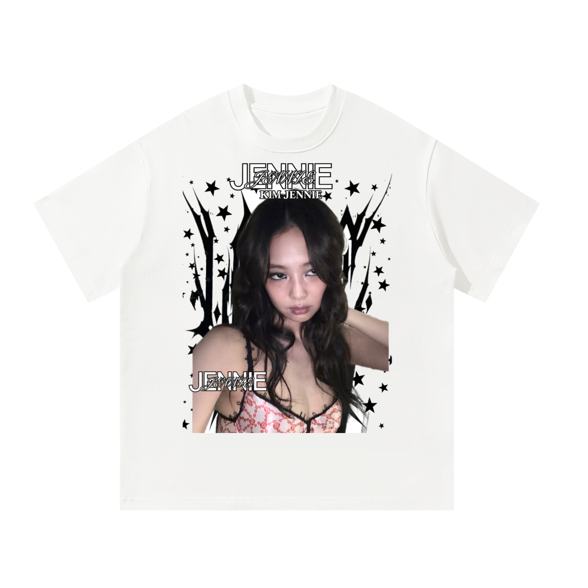 Jennie Blackpink White Graphic T-Shirt