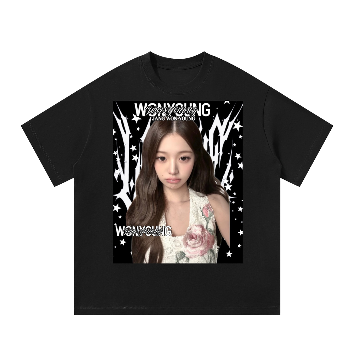 Wonyoung IVE Black Graphic T-Shirt