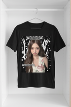 Wonyoung IVE Black Graphic T-Shirt