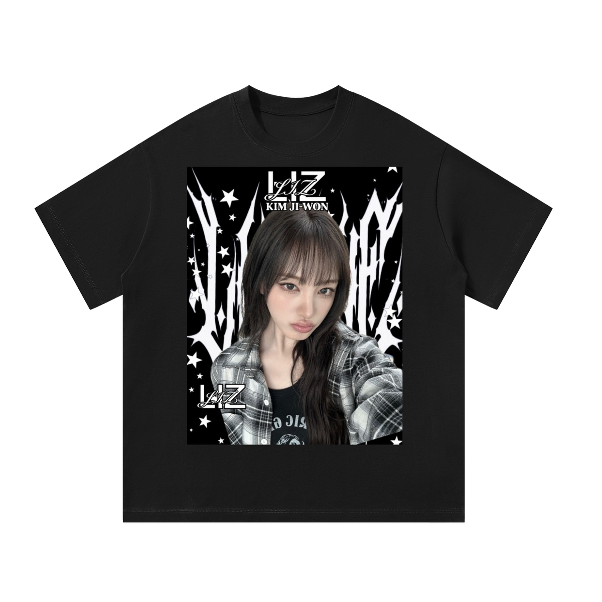 Liz IVE Black Graphic T-Shirt