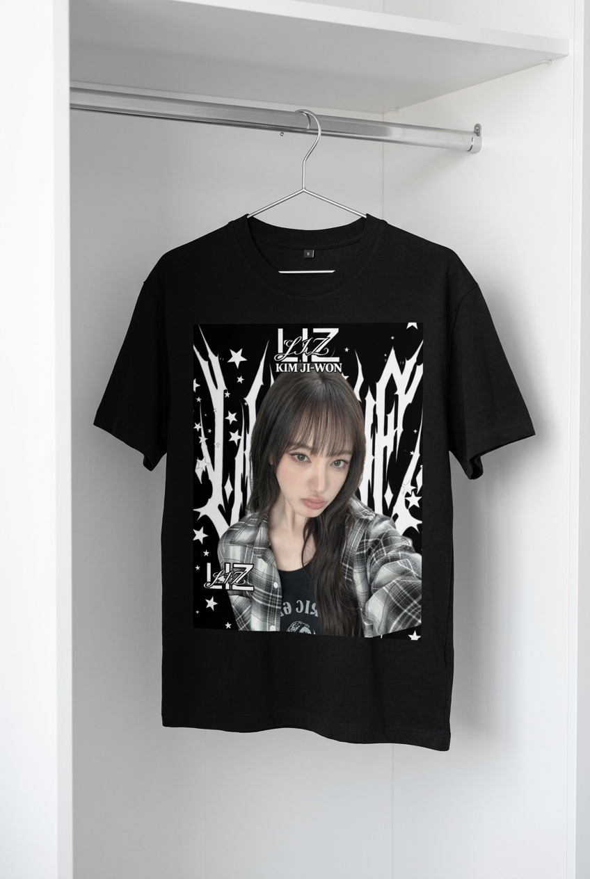 Liz IVE Black Graphic T-Shirt