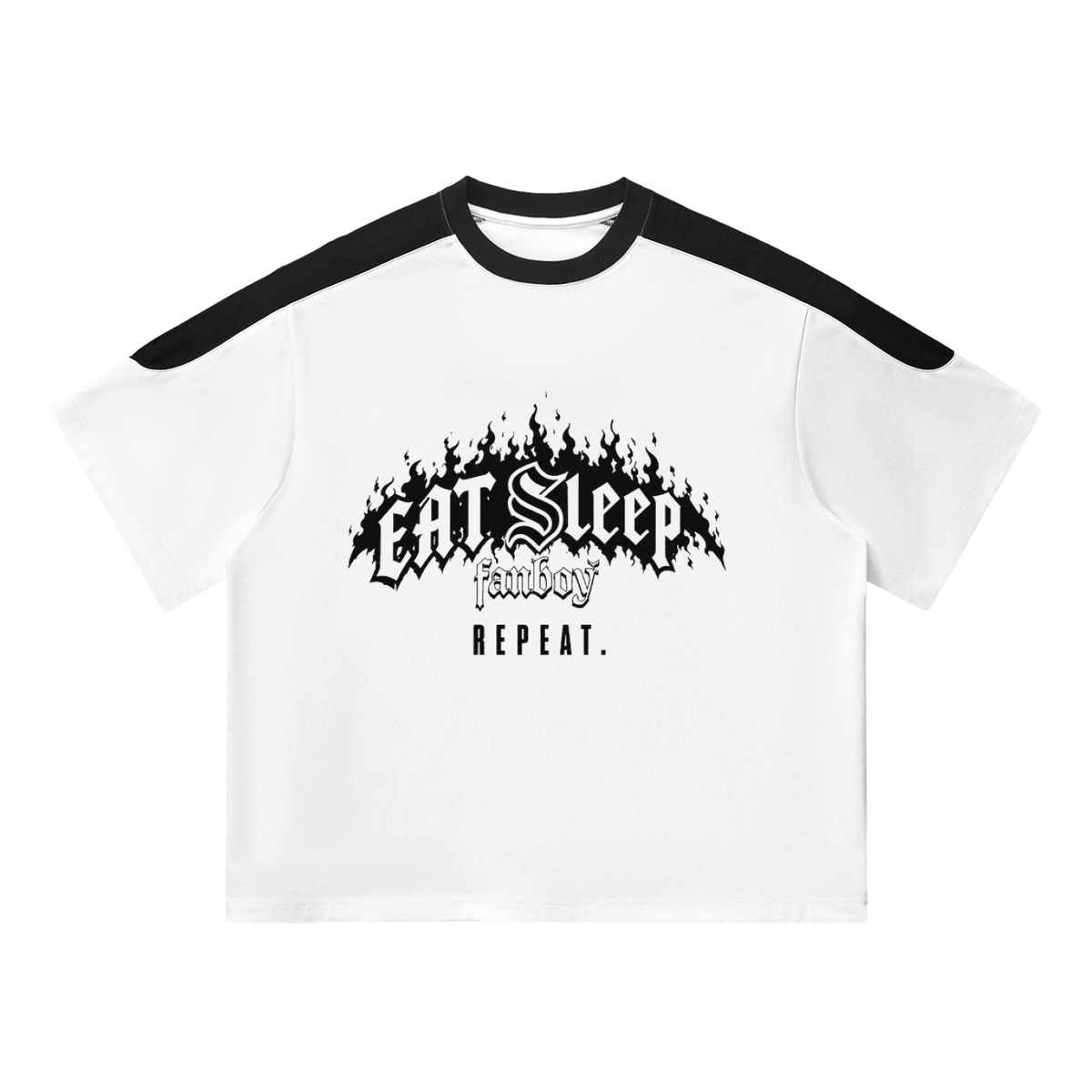 eat sleep fanboy repeat white t-shirt