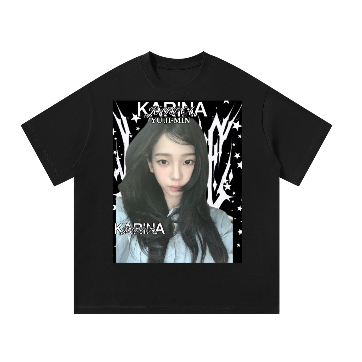 Karina Aespa Black Graphic T-Shirt