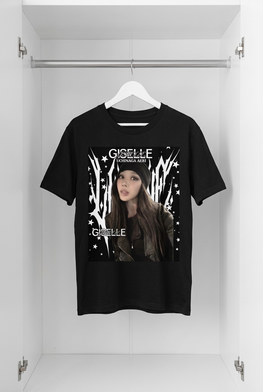 Giselle Aespa Black Graphic T-Shirt