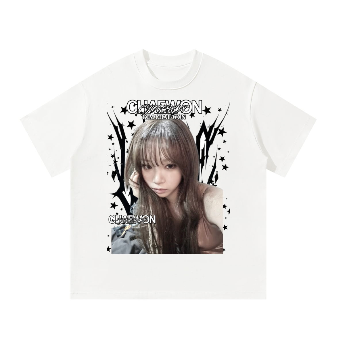 Chaewon Lesserafim White Graphic T-Shirt