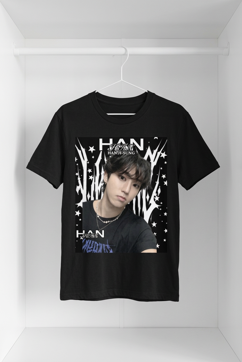 Han Stray Kids Black Graphic  T-Shirt