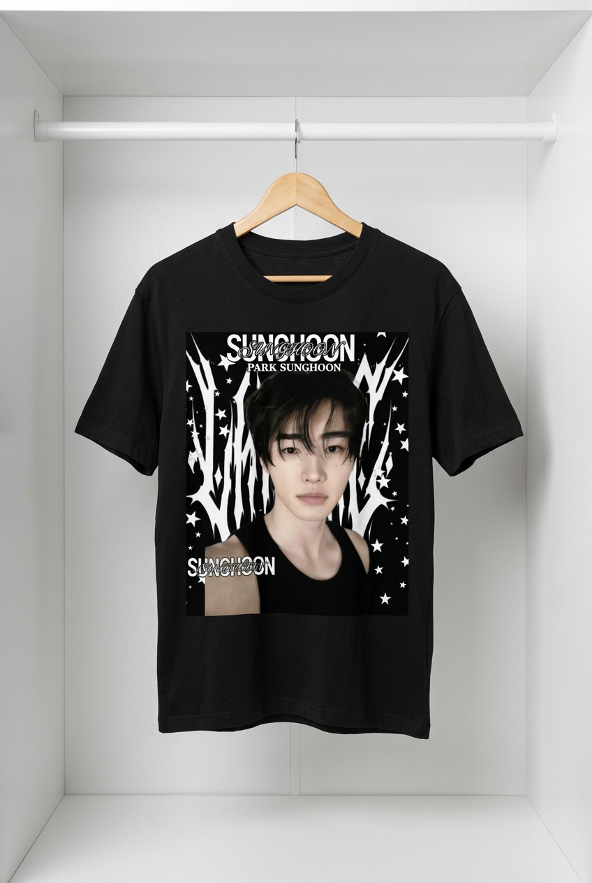 Sunghoon Enhypen Black Graphic T-Shirt